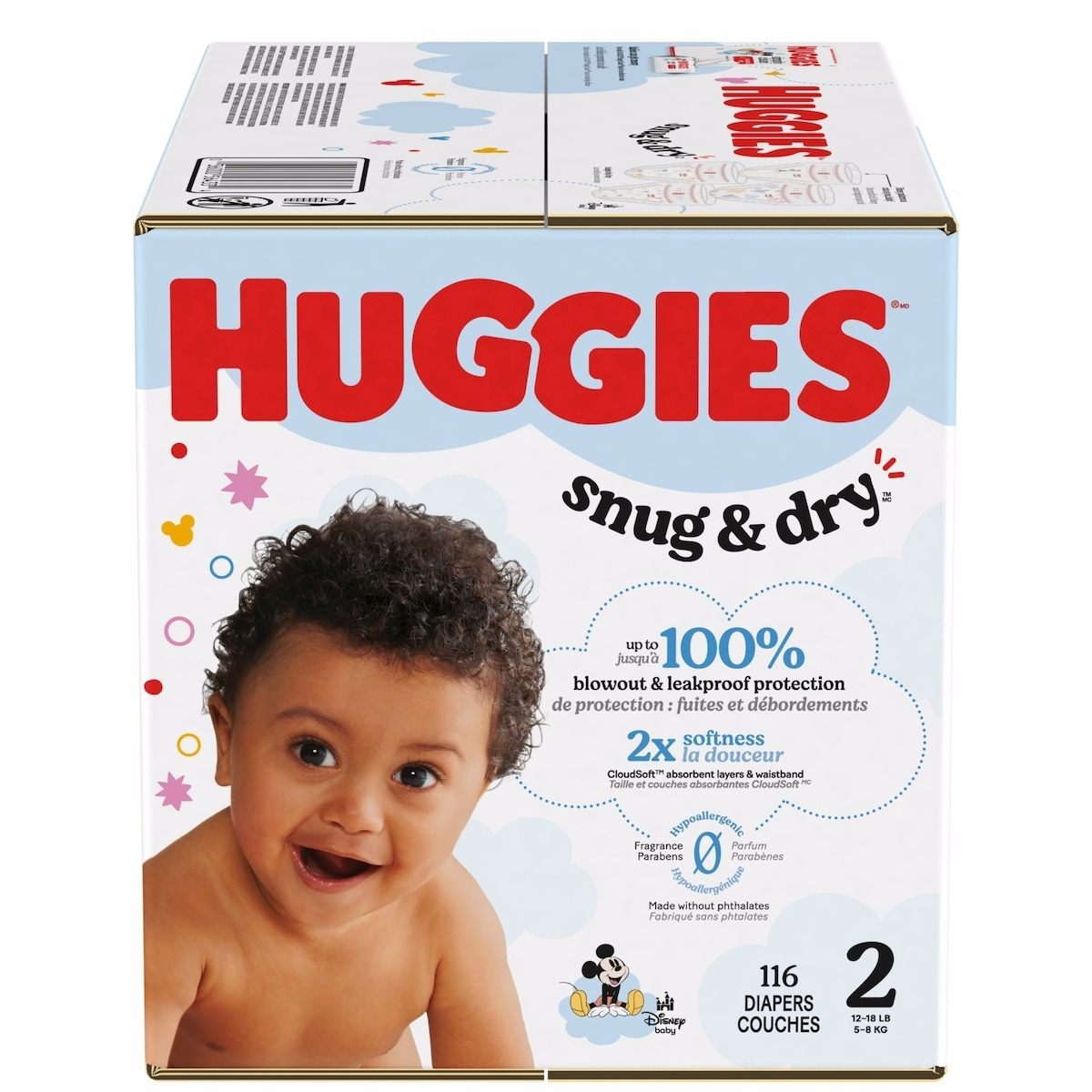 Snug & Dry Baby Diapers, Size 2 (12-18 lbs)