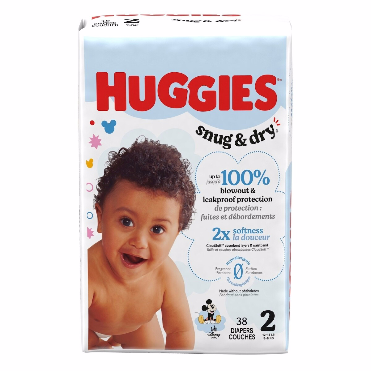 Snug & Dry Baby Diapers, Size 2 (12-18 lbs), 38 Ct