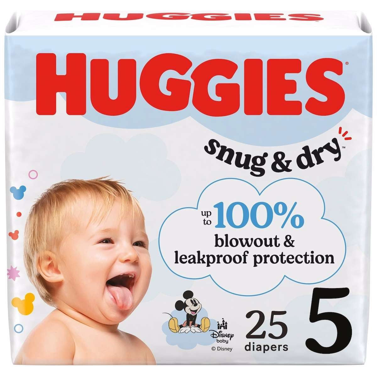 Snug & Dry 嬰兒尿布，尺寸 5（27+ 磅以上），25 片裝
