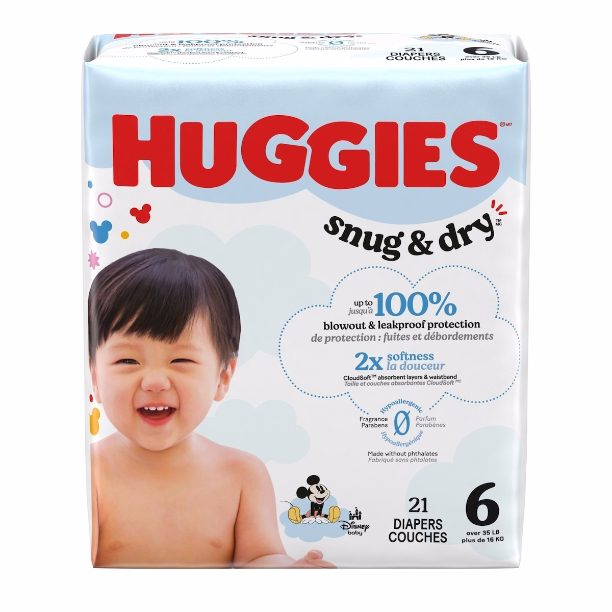 Snug & Dry Baby Diapers, Size 6 (35+ lbs), 21 Ct