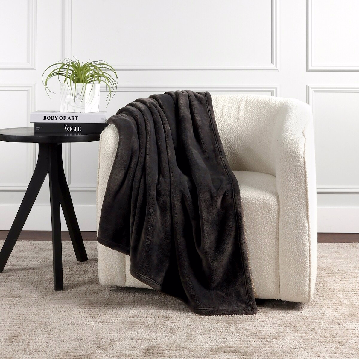 Solid Pony Plush Throw, Grey