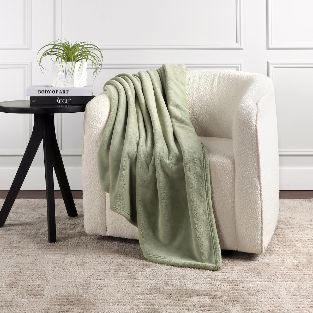 Solid Pony Plush Throw, Pale Green