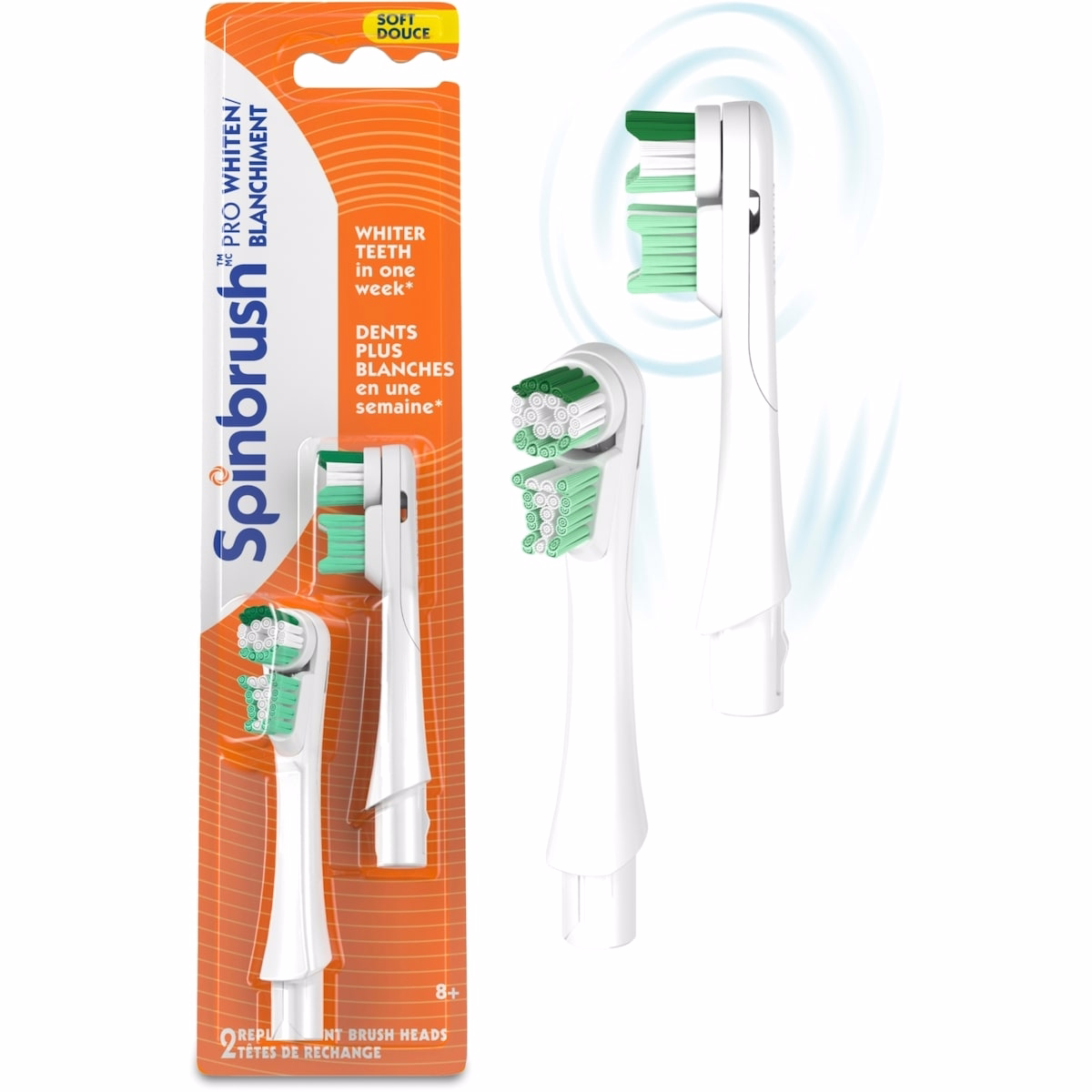 Spinbrush™ PRO WHITEN Replacement Heads, Soft