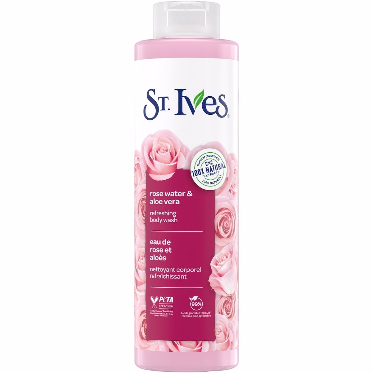 St. Ives Refreshing Body Wash for Women, Rose Water & Aloe Vera, 22 fl oz