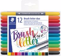 Staedtler Brush Lettering Duo Tip Pens Pack of 12, Assorted