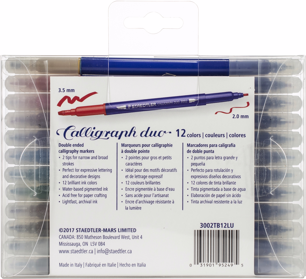 Staedtler Double Ended Calligraphy Markers  12 Count  Multi-color  (3002T12CV)