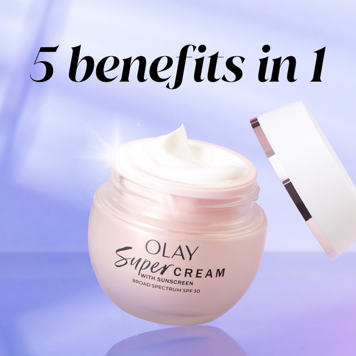 Super Cream with Sunscreen SPF, Ultra Lightweight Face Moisturizer that hydrates, smooths, brightens, firms, and protects with SPF.