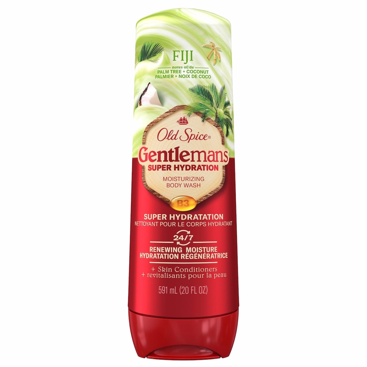 Super Hydration Men's Body Wash, Fiji with Palm Tree + Coconut, 24/7 Renewing Moisture