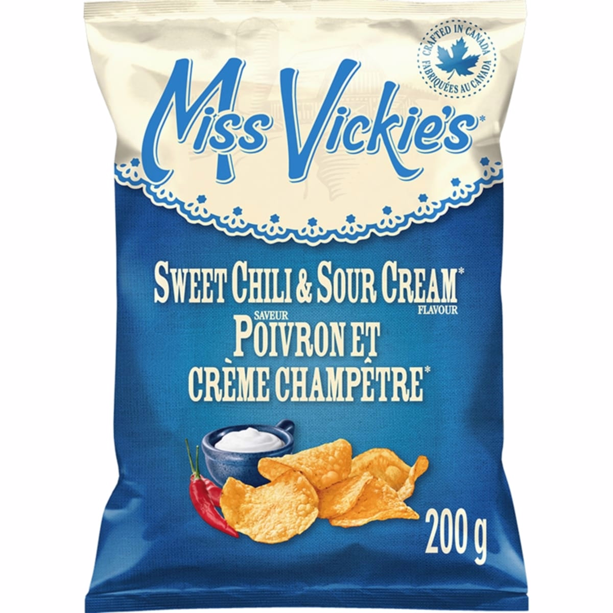 Sweet Chili & Sour Cream flavour kettle cooked potato chips 200g