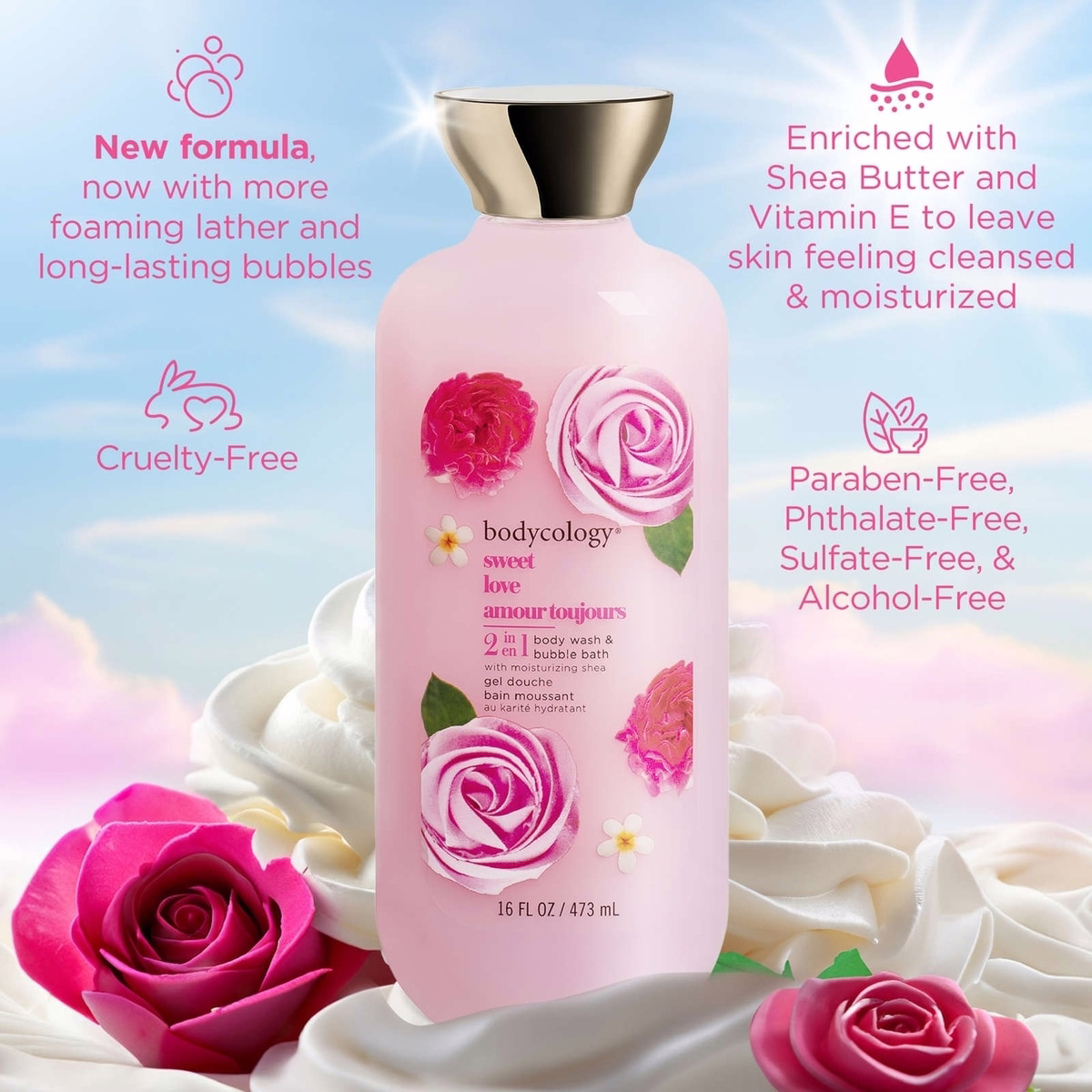 Bodycology スイートラブ 2-in-1 ボディウォッシュとバブルバス Bodycology スイートラブ 2-in-1 ボディウォッシュとバブルバス