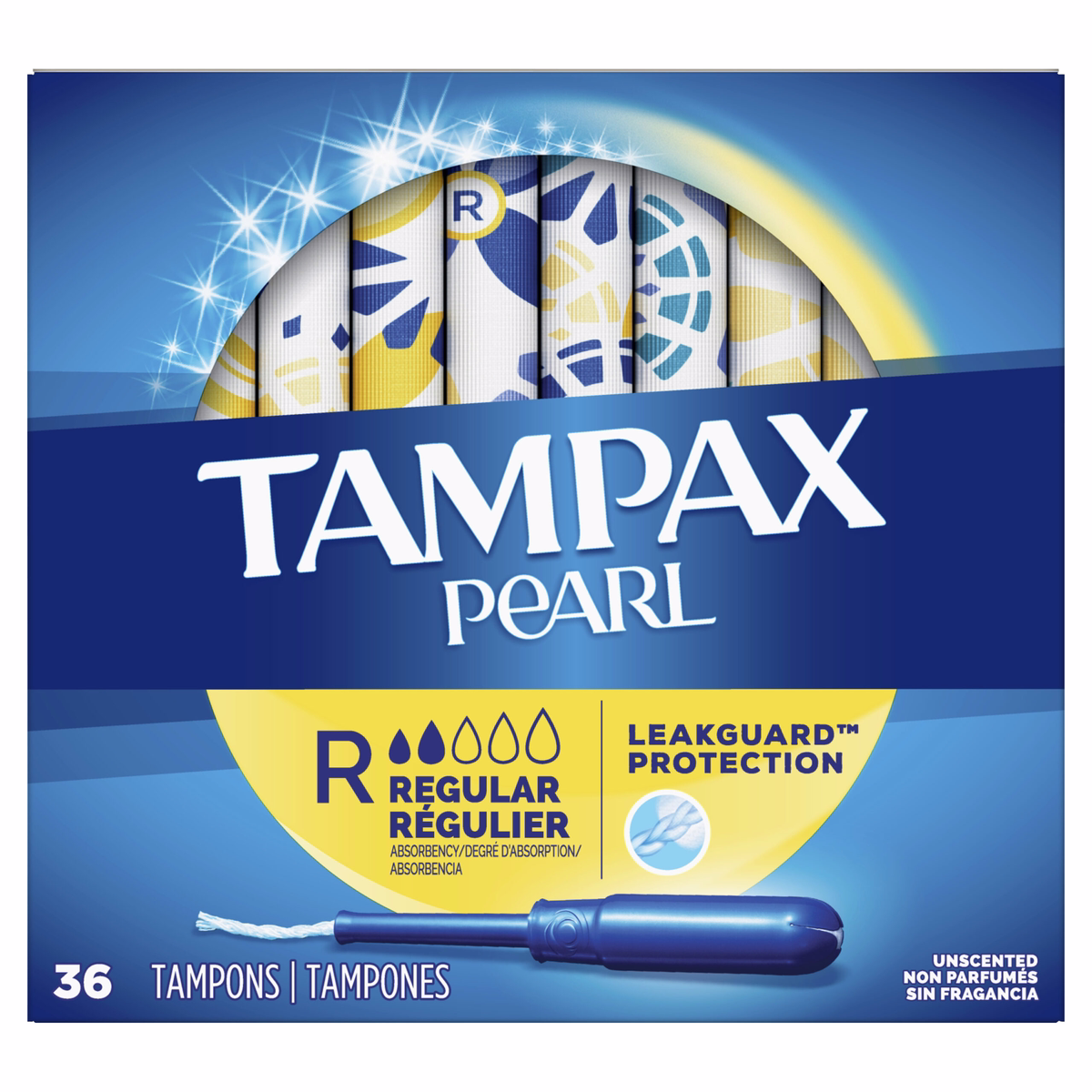 Tampax Pearl Tampons Regular Absorbency Unscented, Regular - 36.0 Ea