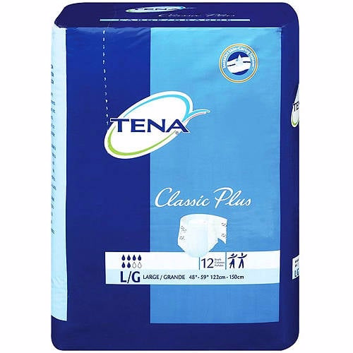 Tena Classic Plus Adult Incontinence Brief, Heavy Absorbency, Large, Blue 12.0 Count