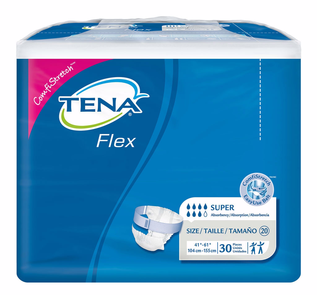 Tena Flex Super Adult Heavy-absorbent Incontinence Belted Undergarment, Size 20 41- 61Inch Pack of 30