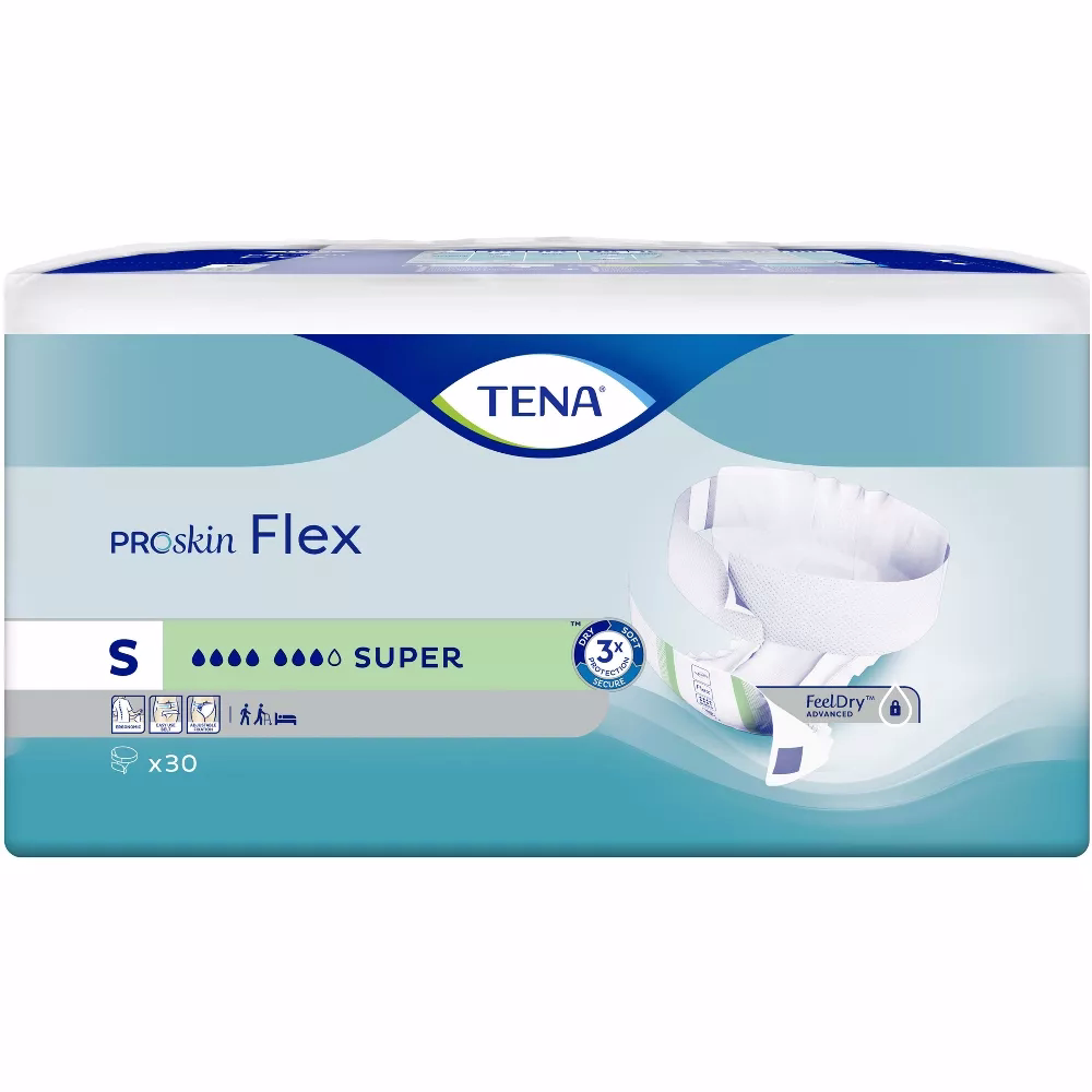 TENA ProSkin Flex Maxi Belted Unisex Briefs for Adult Incontinence, Heavy Absorbency, Size Small, 30ct