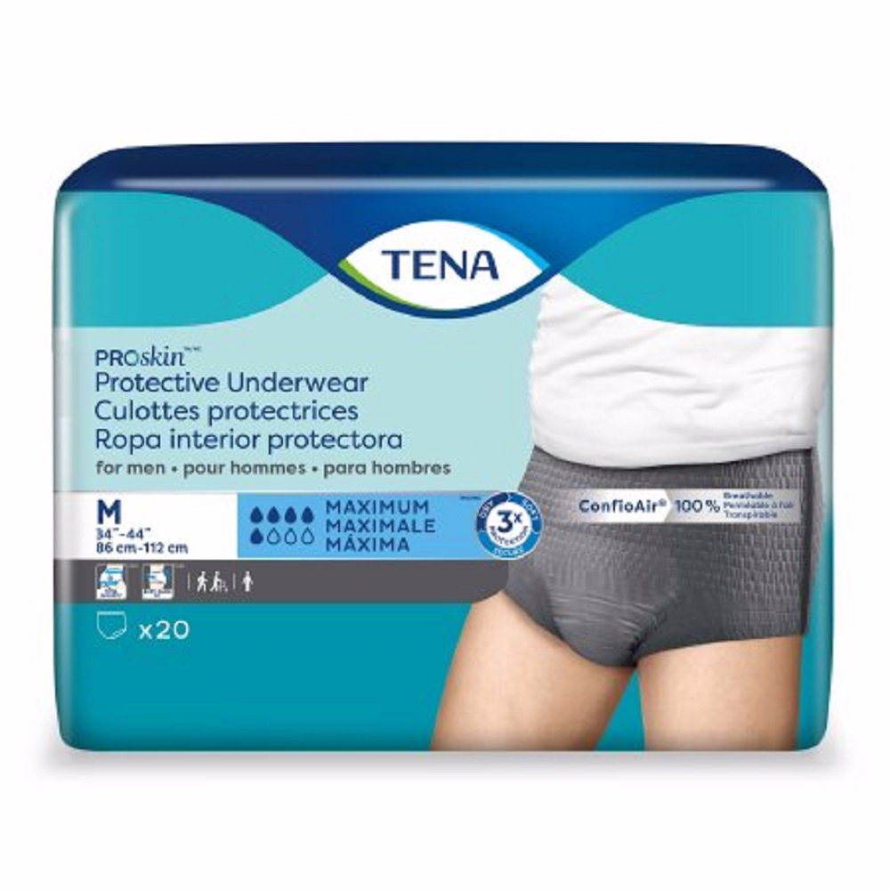 TENA ProSkin Incontinence Underwear for Men - Moderate Absorbency, Size Small/Medium 20 Pack