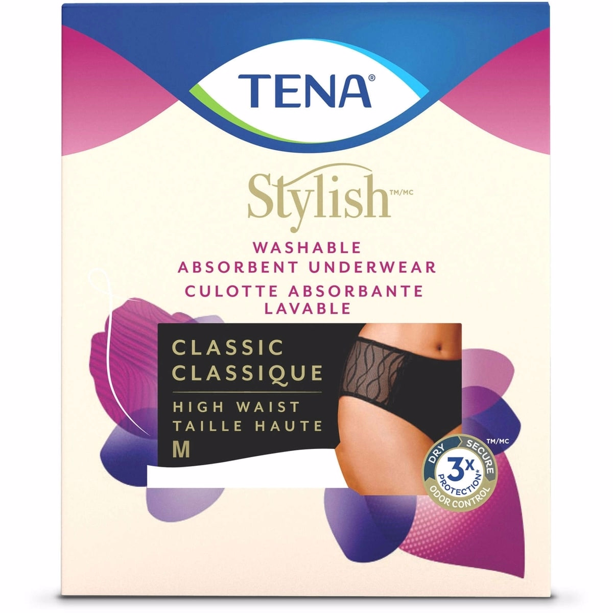 TENA Stylish Black Classic Brief Washable Absorbent Underwear M TENA Stylish Black Classic Brief Washable Absorbent Underwear M