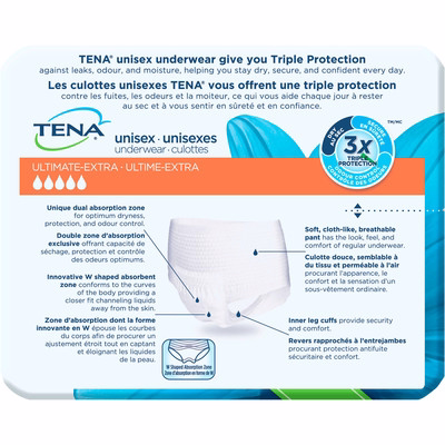 Tena Unisex Incontinence Underwear, Ultimate Absorbency, Small 14 Count