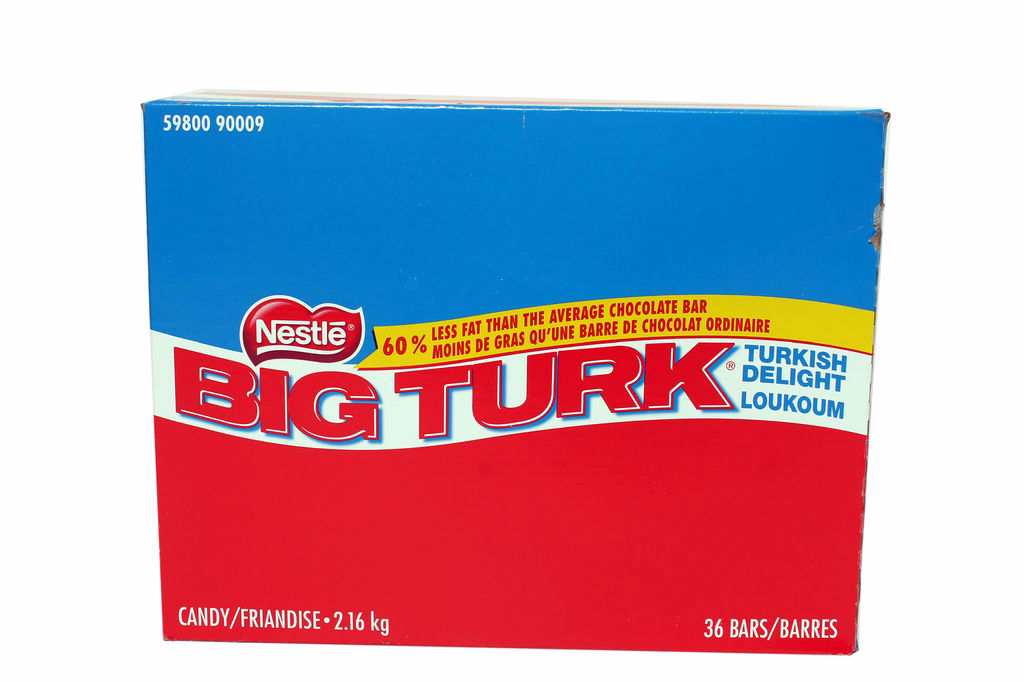 The Big Turk est une barre chocolatée Nestlé Canada Turkish Delight, 36 barres de 60 grammes, soit plus de 2 kilos ou plus de 4 livres