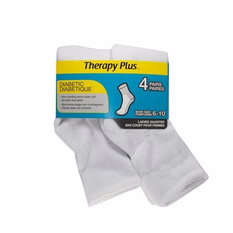 Therapy Plus Ladies 4pk Diabetic Anklet White 6-10