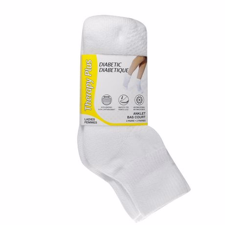 Therapy Plus Ladies Diabetic Sport Quarter Sock 2Pk White 6-10
