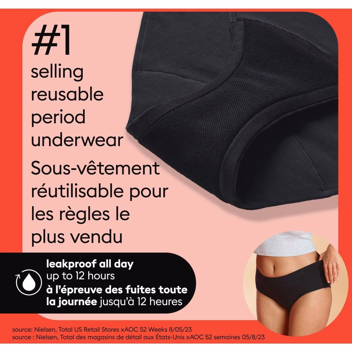 Thinx for All Women's Everyday Comfort Brief Leakproof Period Underwear, Size Medium, Black Thinx for All Women's Everyday Comfort Brief Leakproof Period Underwear, Size Medium, Black