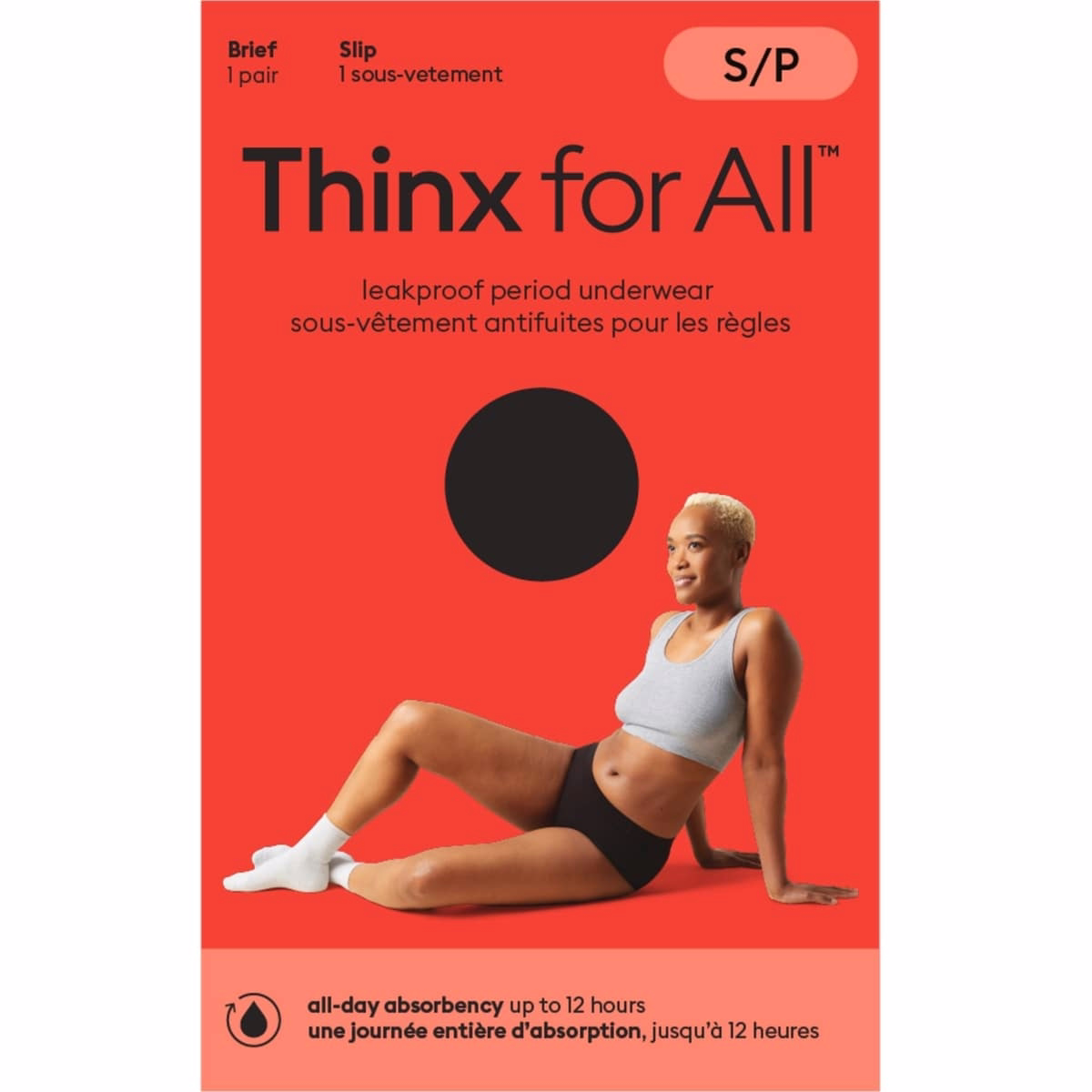 Thinx for All Women's Everyday Comfort Brief Leakproof Period Underwear, Size Small, Black