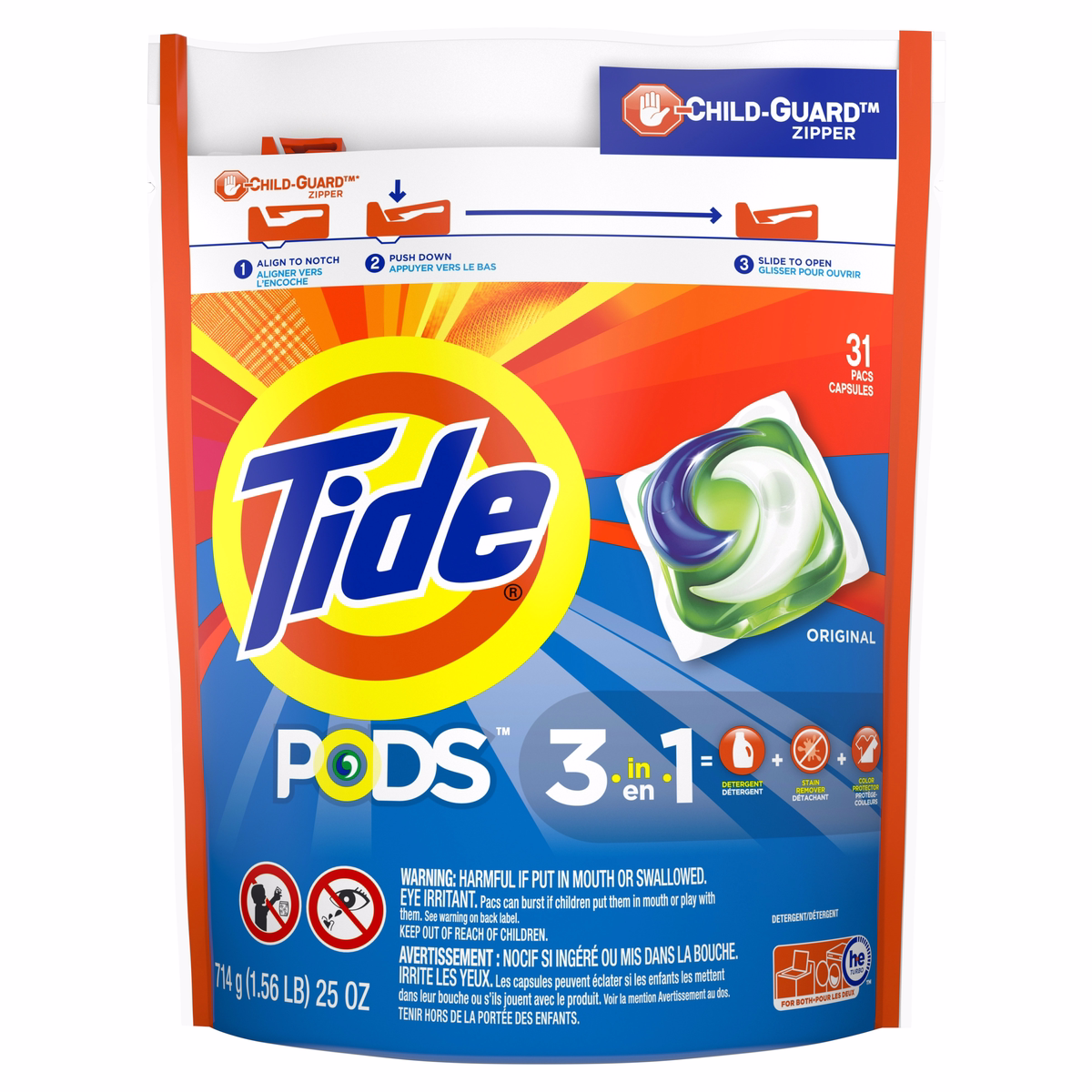 Tide PODS Liquid Laundry Detergent Pacs, Original, 31 Count