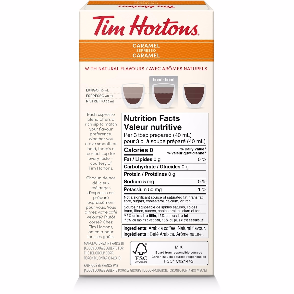 Tim Hortons Nespresso キャラメルエスプレッソ 10カプセル