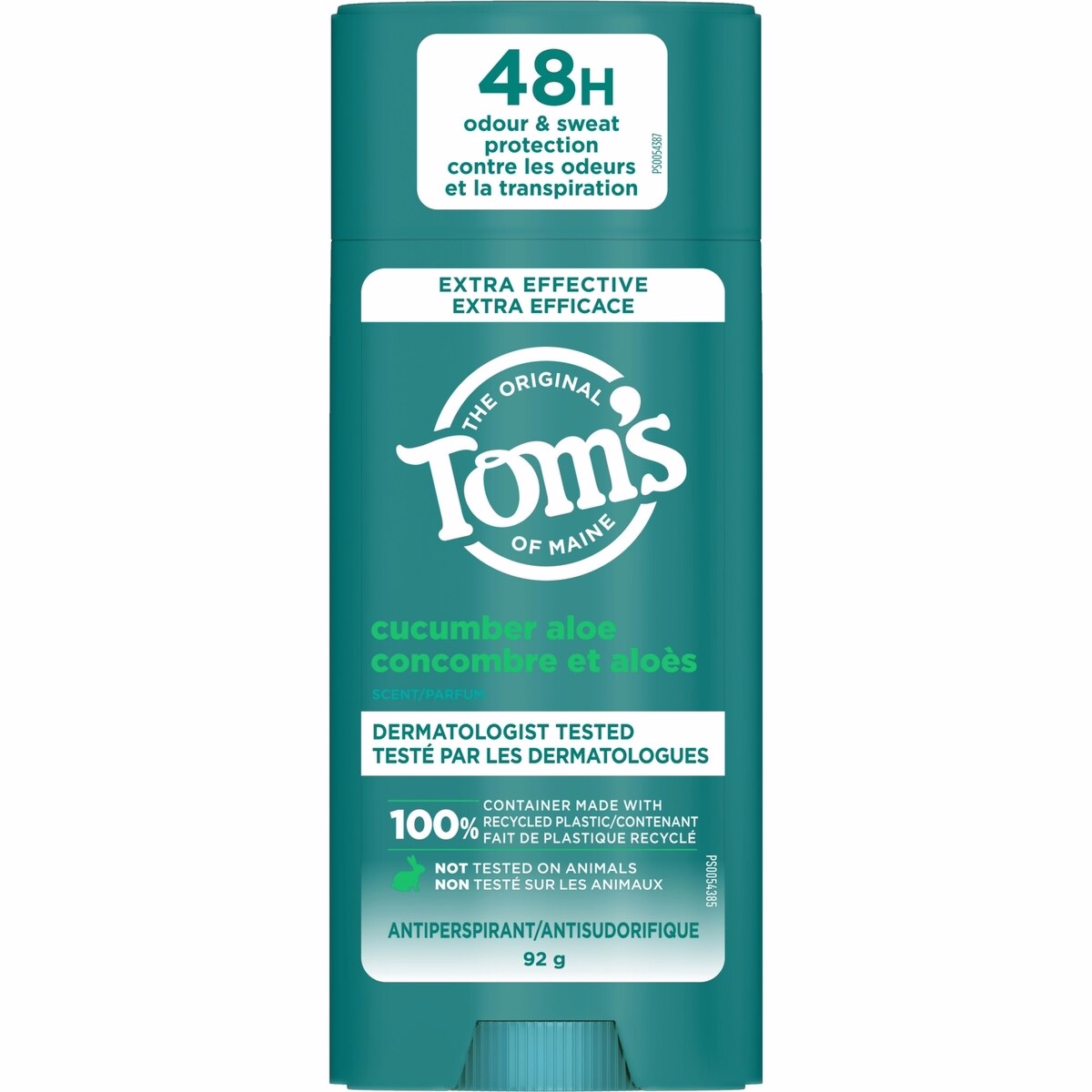 Tom’s of Maine Cucumber Aloe Antiperspirant for Women and Men, With Recycled Aluminum, 92g