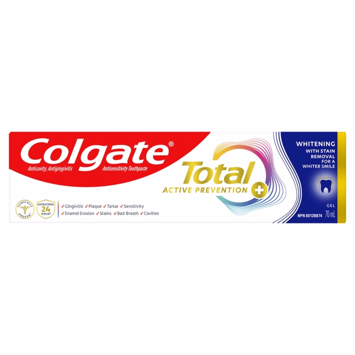 Total Active Prevention Plus Stain Removal Whitening Toothpaste Gel, Mint