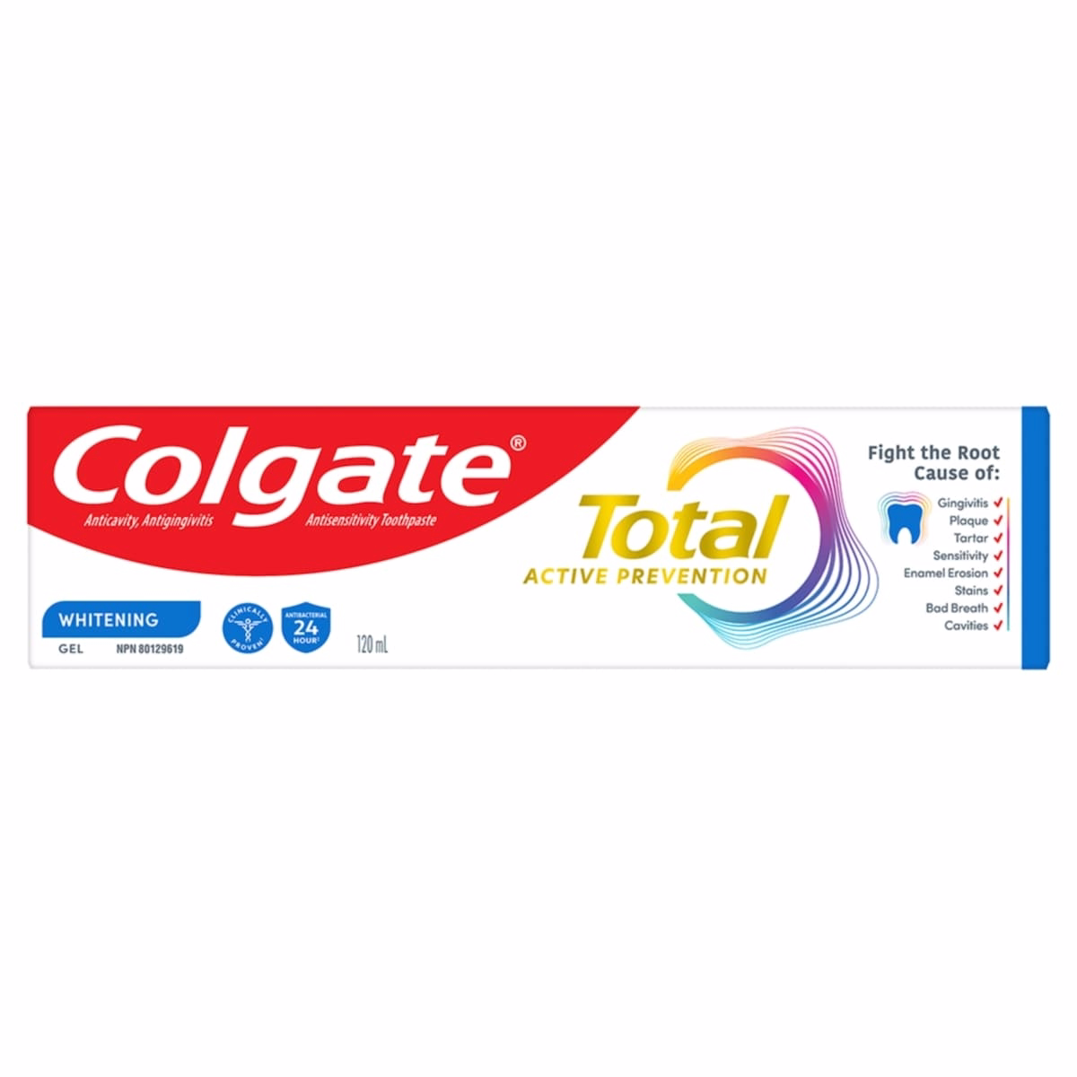 Colgate Total Active Prevention Whitening Toothpaste Gel, Menthe