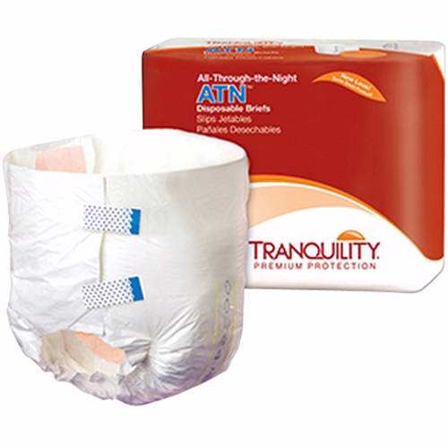 Tranquility ATN (All-Through-the-Night) Adult Disposable Briefs with Re-Fastenable Tabs - X-Small, 10ct