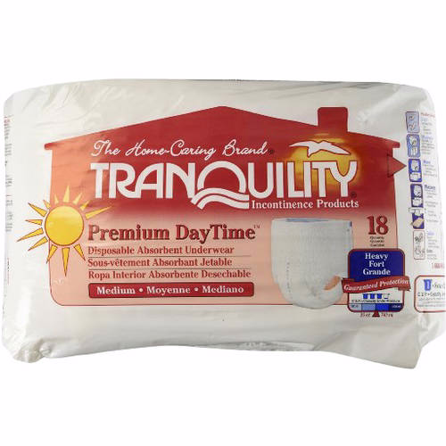 Tranquility Premium DayTime Disposable Absorbent Underwear, Medium 18.0 Count