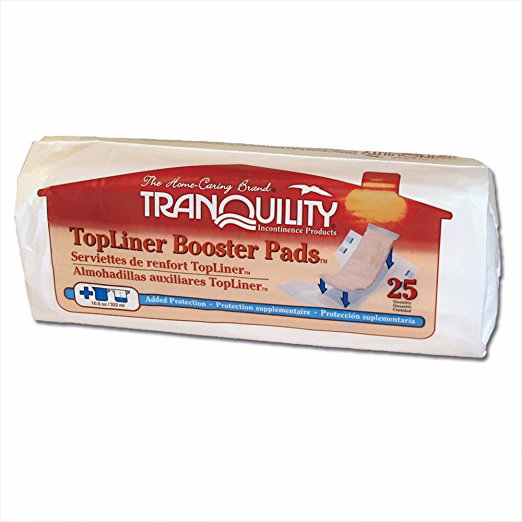 Tranquility Topliner Super Booster Pad, Super - 15 in X 4.25 in 25.0 Count