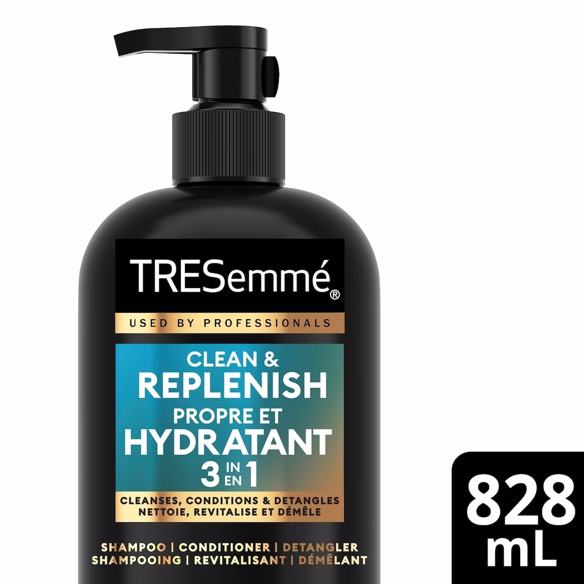 TRESemmé Clean & Replenish 3-in-1 Shampoo, Conditioner & Detangler hair care for all hair types + Pro Vitamin C & Green Tea formulated with Pro Style