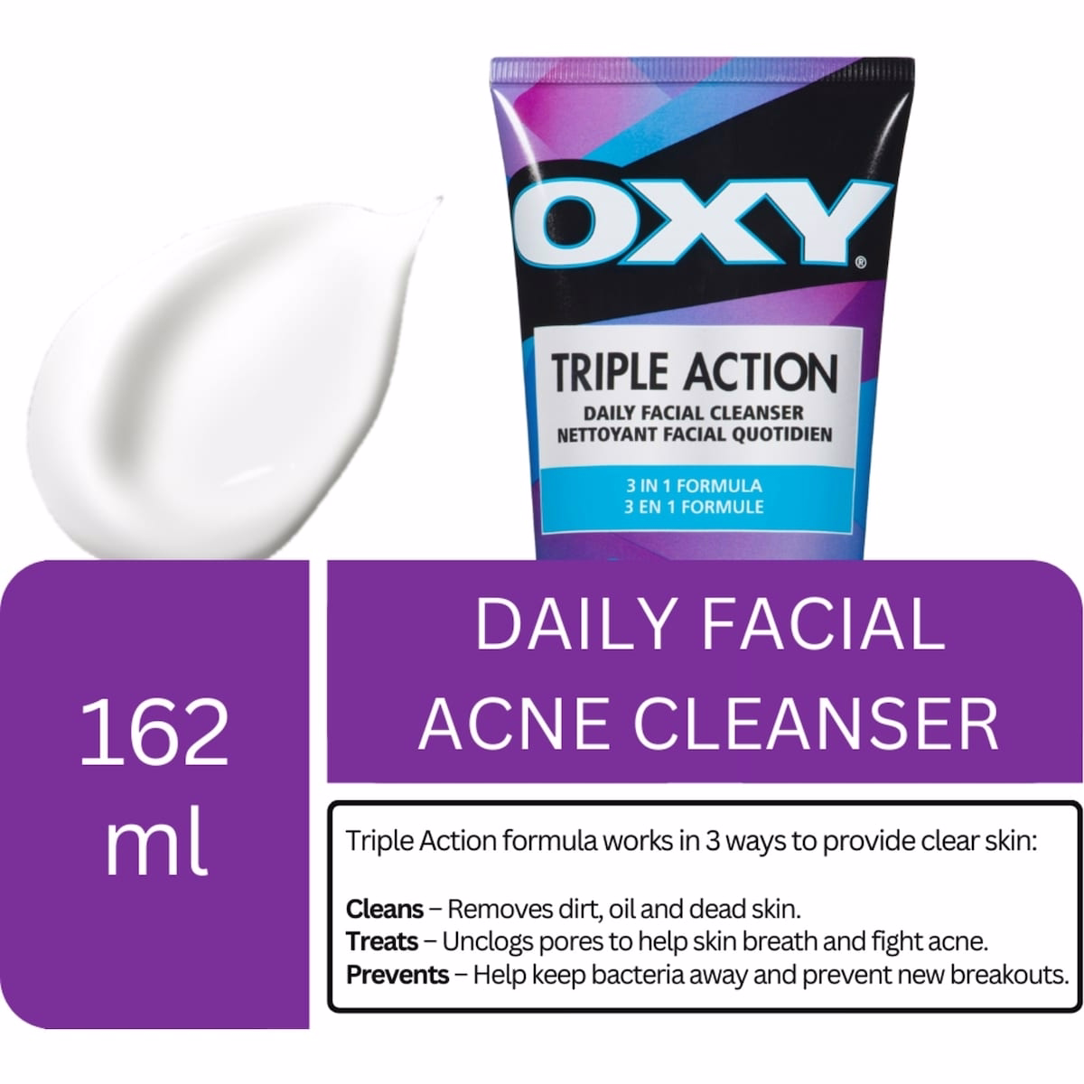 Triple Action Daily Facial Cleanser with Salicylic Acid, For Mild Acne, For Frequent Recurring Breakouts