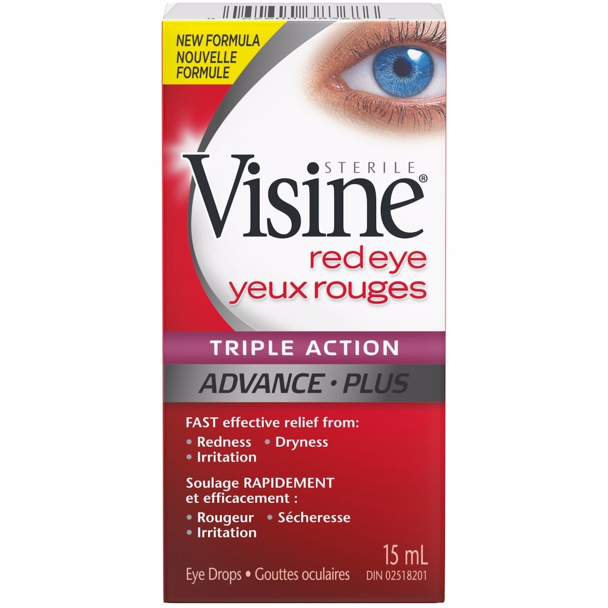 Triple Action Eye Drops - Polyethylene Glycol, Hydrochloride - Dry Eyes, Red Eye, Strained Eyes, Tired Eyes