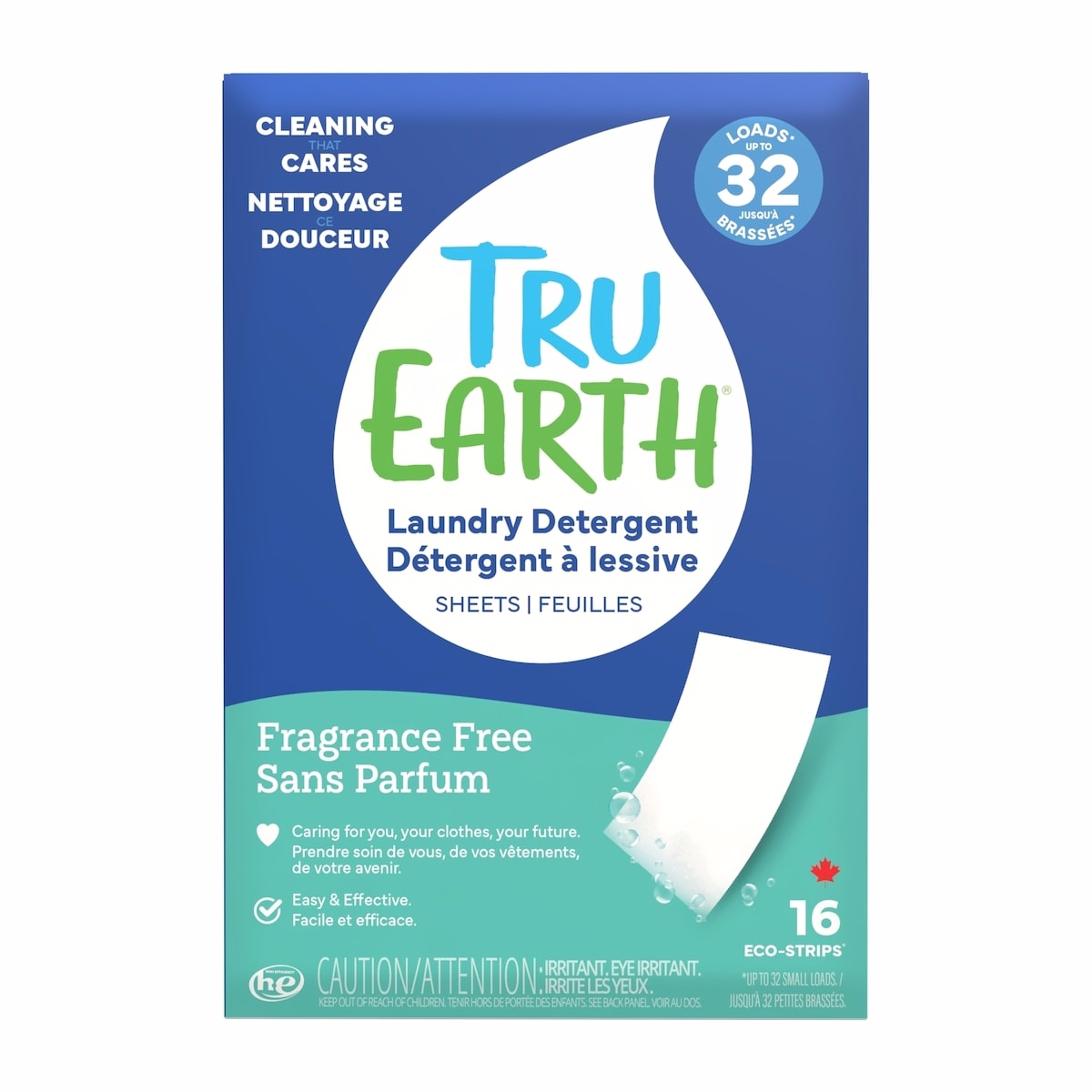 Tru Earth Laundry Detergent Sheets,Fragrance-Free, 16 Sheets