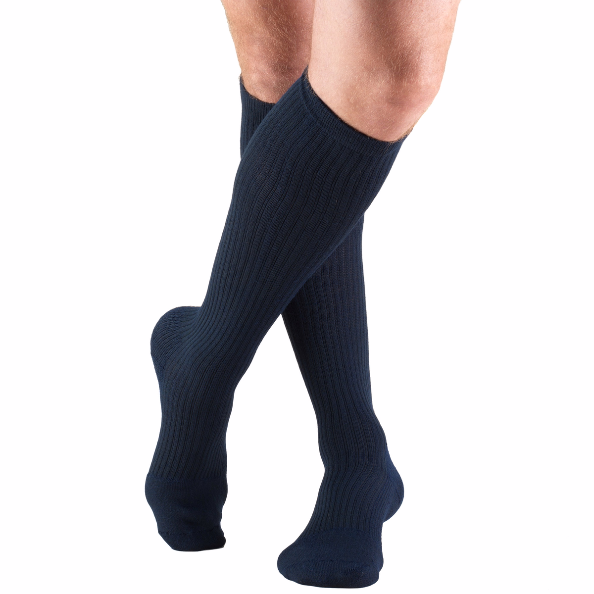 Truform Men's Socks, Knee High, Cushion Foot, Active Casual Style: 15-20 MmHg, L, NAVY (1933NV-L)