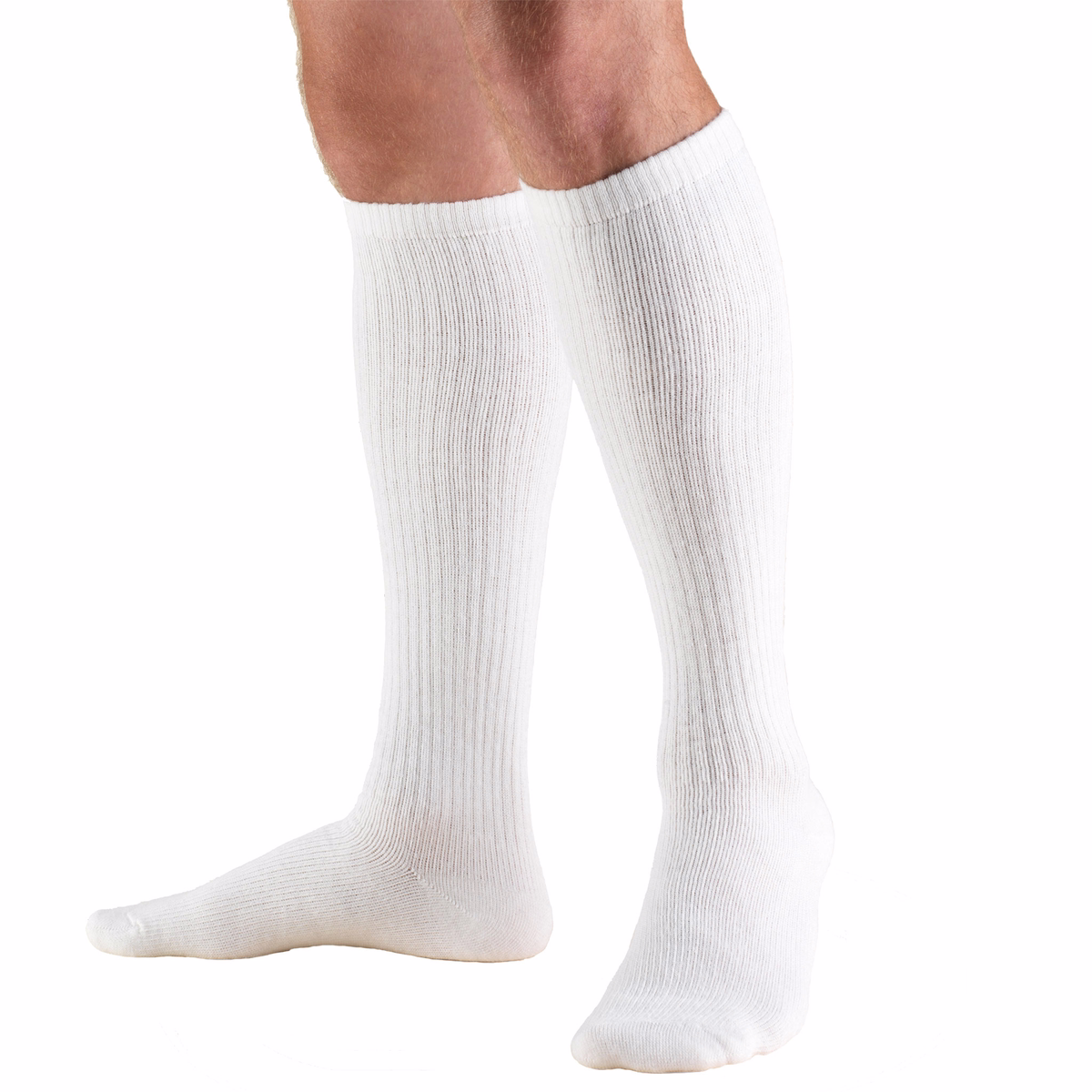 Truform Socks, Knee High: 8-15 MmHg, M, WHITE (1913WH-M)