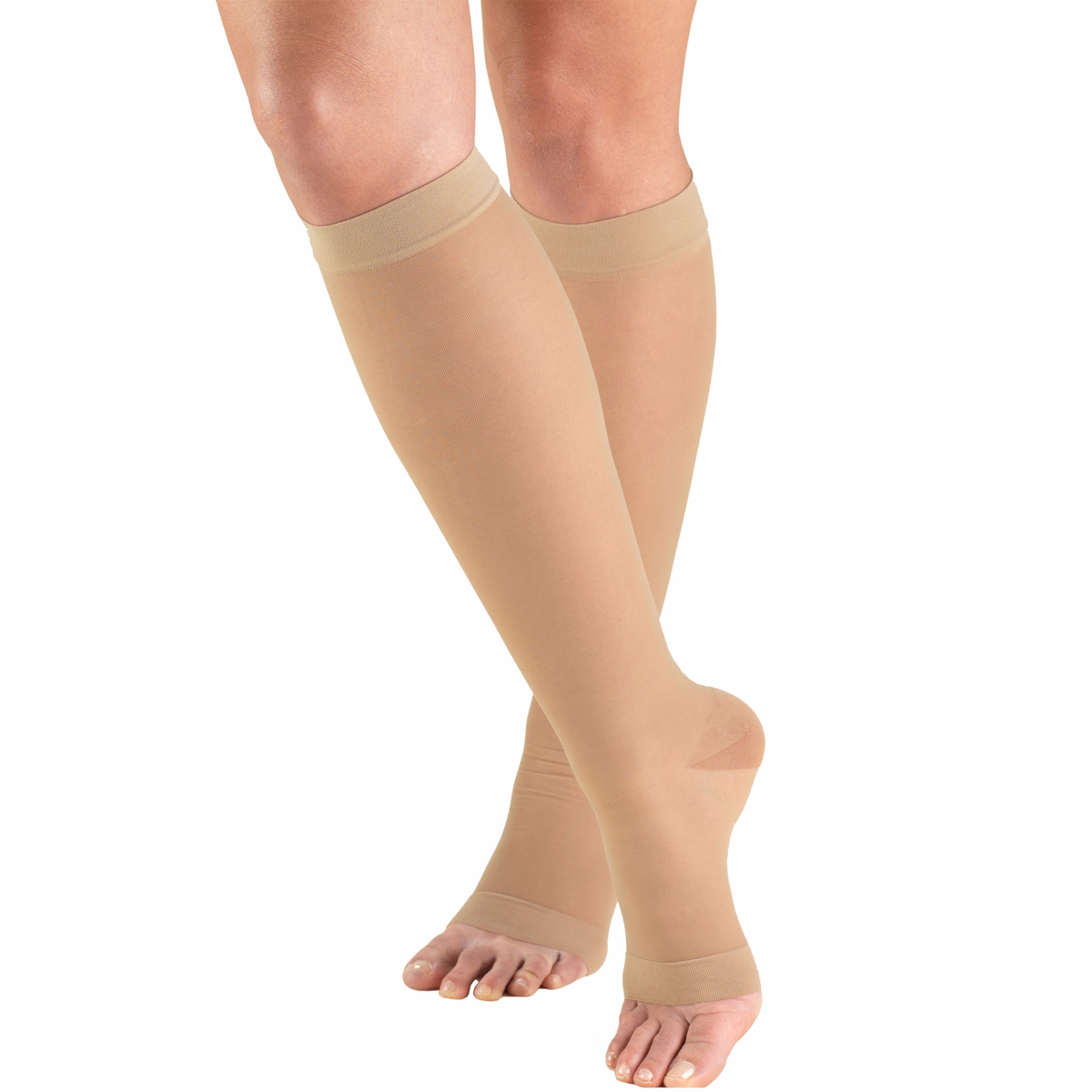 Truform Women's Stockings, Knee High, Sheer, Open Toe: 15-20 MmHg, S, NUDE (1772ND-S)