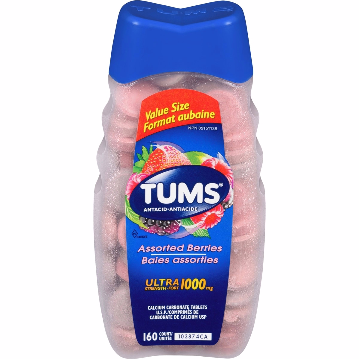 Tums 超強效止酸片 緩解胃灼熱 綜合莓果口味 160 顆裝