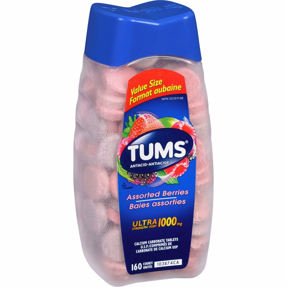 Tums 超強效止酸片 緩解胃灼熱 綜合莓果口味 160 顆裝