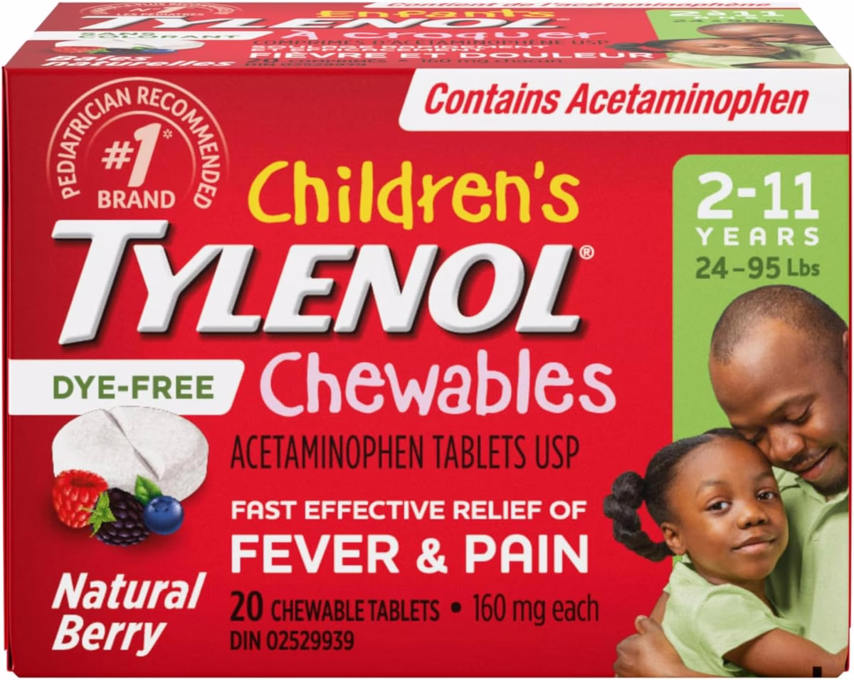 Children's Dye-Free Chewables Fever & Pain, Natural Berry