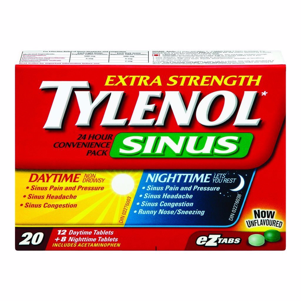 Tylenol 엑스트라 스트렝스 사이너스 EZTabs, 부비동 충혈 및 기타 부비동 증상 완화, 주간·야간용, 편리함