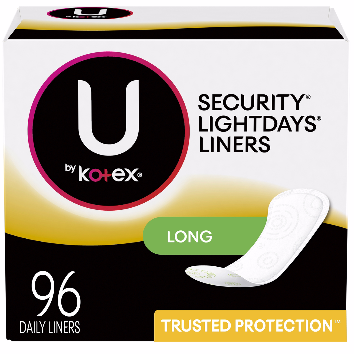 U by Kotex Lightdays Panty Liners, Long, Unscented, 96 Count - 96 Ct U by Kotex Lightdays Panty Liners, Long, Unscented, 96 Count - 96 Ct