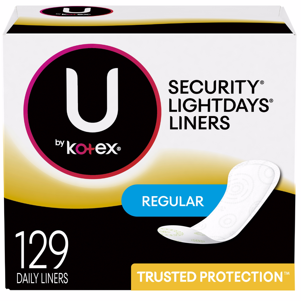 U by Kotex Lightdays Panty Liners, Regular, Unscented, 129 Count - 129 Ct