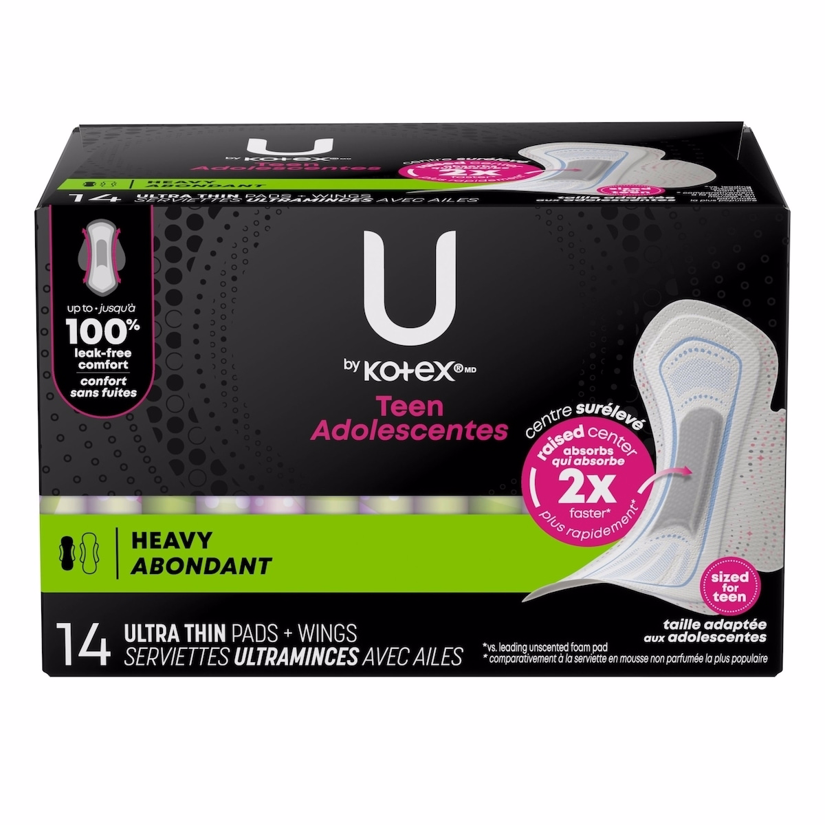 Ultra Thin Teen Pads with Wings, Extra Absorbency, Unscented