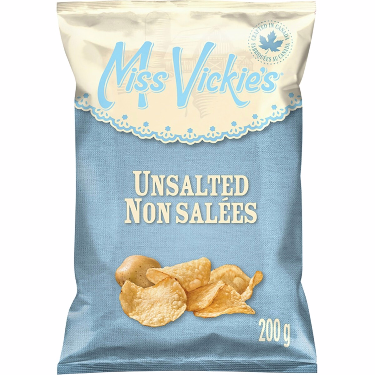 Unsalted kettle cooked potato chips 200g