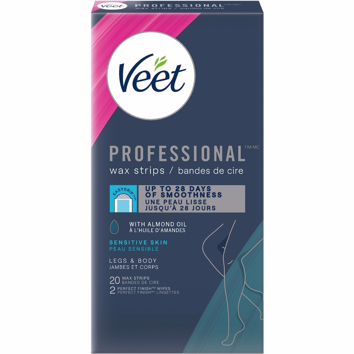 Veet® Professional™ Wax Strips, For Legs & Body, Dry Skin, With Almond Oil Veet® Professional™ Wax Strips, For Legs & Body, Dry Skin, With Almond Oil